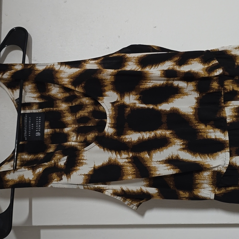 100%Silk Barneys New York Twelfth Street by Cynthia Vincent Cheetah Print Dress - Picture 2 of 8
